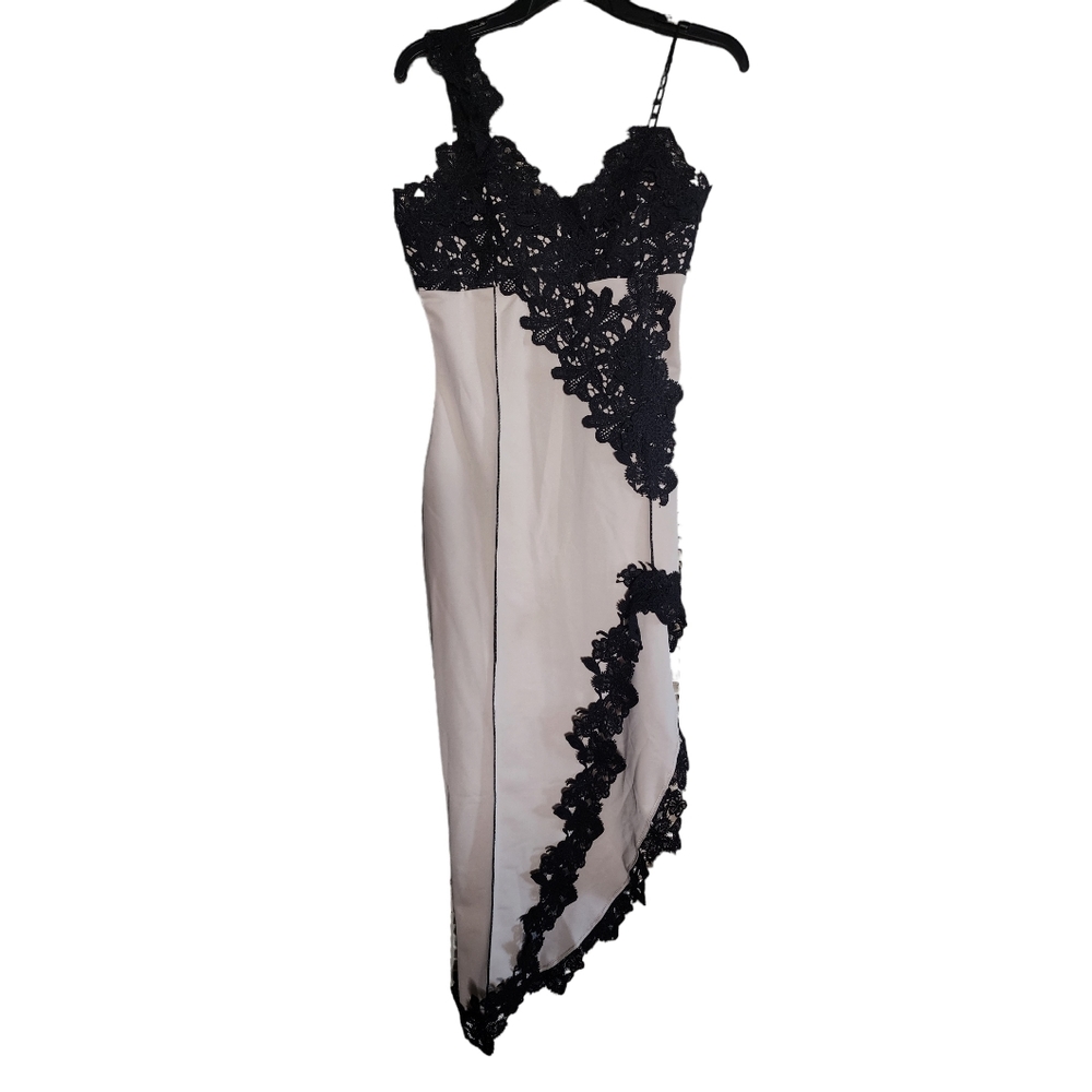 Asymmetric Lace Midi Dress